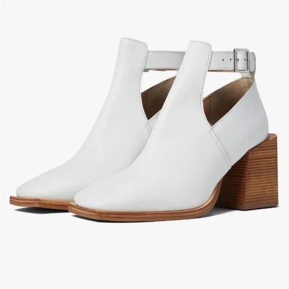 🌻NEW NWOT Free People Brady White Leather Buckle Booties Size 10 - Picture 2 of 12
